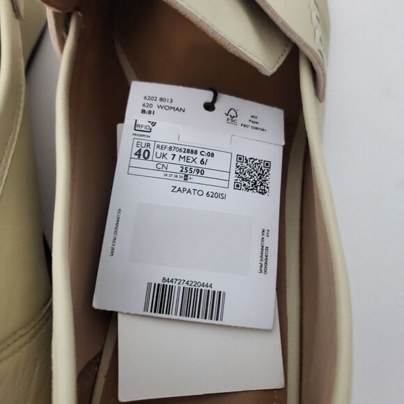 NWT MANGO Leather Moccasins Womens 9 EU 40 Beige Tassels Loafers MNG - Picture 6 of 9